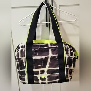 Nike Women's Black & Neon Yellow Patterned Tote Bag